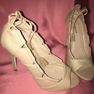 Bebe Nude Strap Ankle Heel